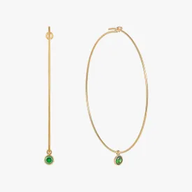 Emerald Bezel Big Hoop Earrings