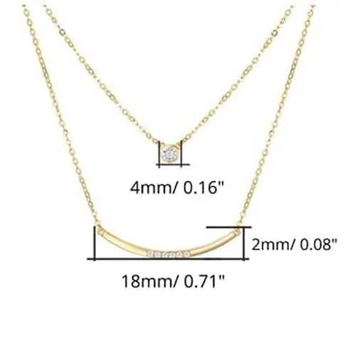 FANCIME Double Chain Minimalist Diamond 14k Yellow Gold Necklace