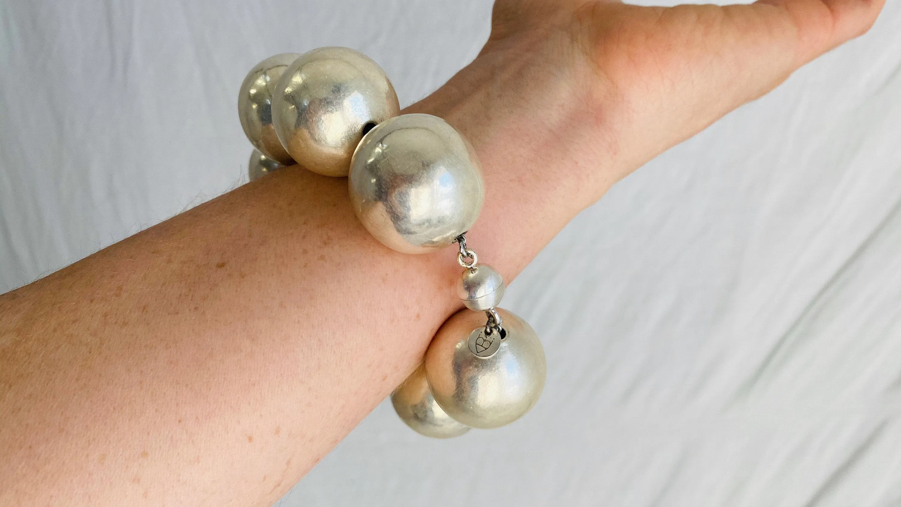 Fine Silver Spheres Bracelet. Chunky. Gorgeous