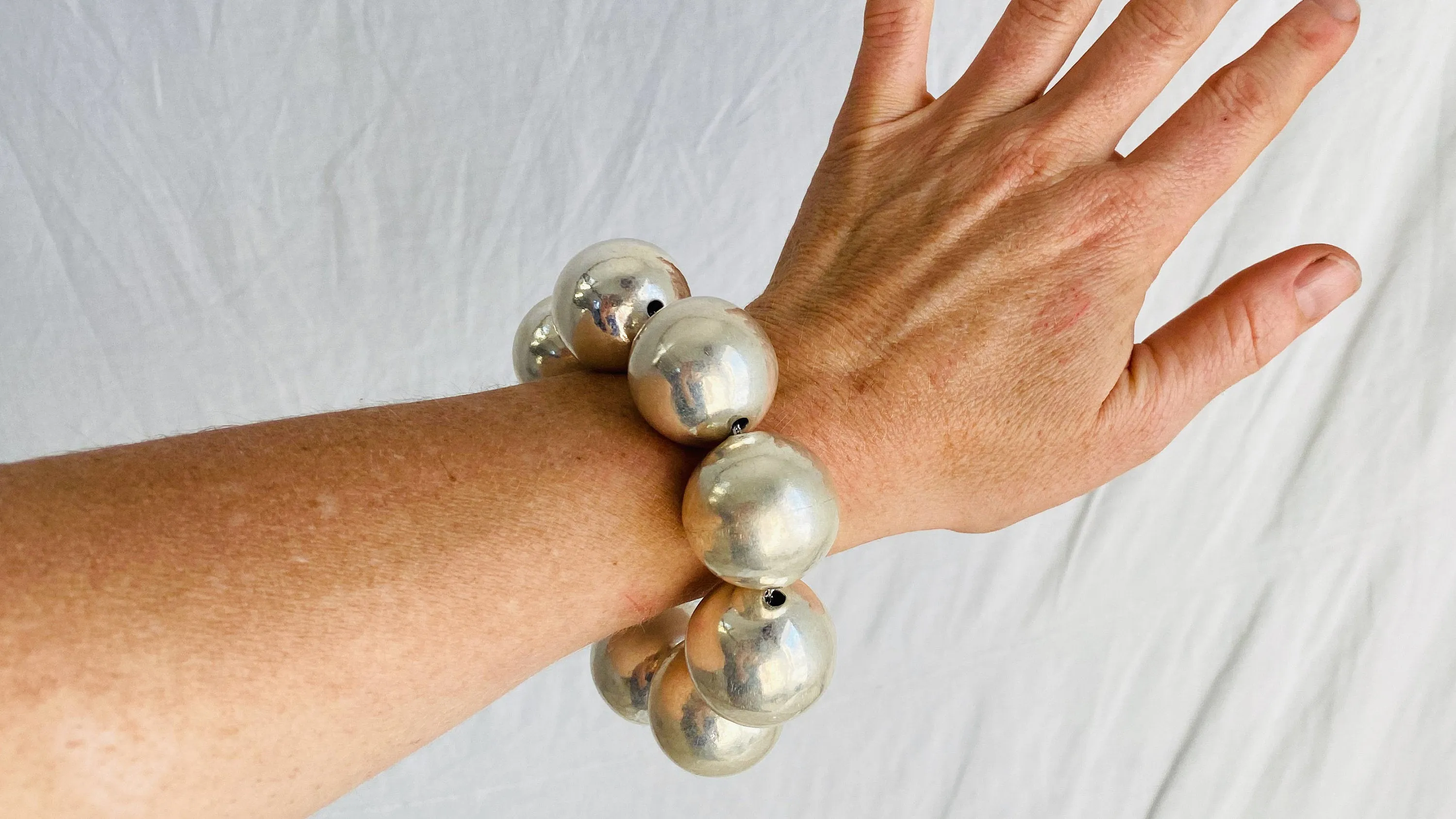 Fine Silver Spheres Bracelet. Chunky. Gorgeous