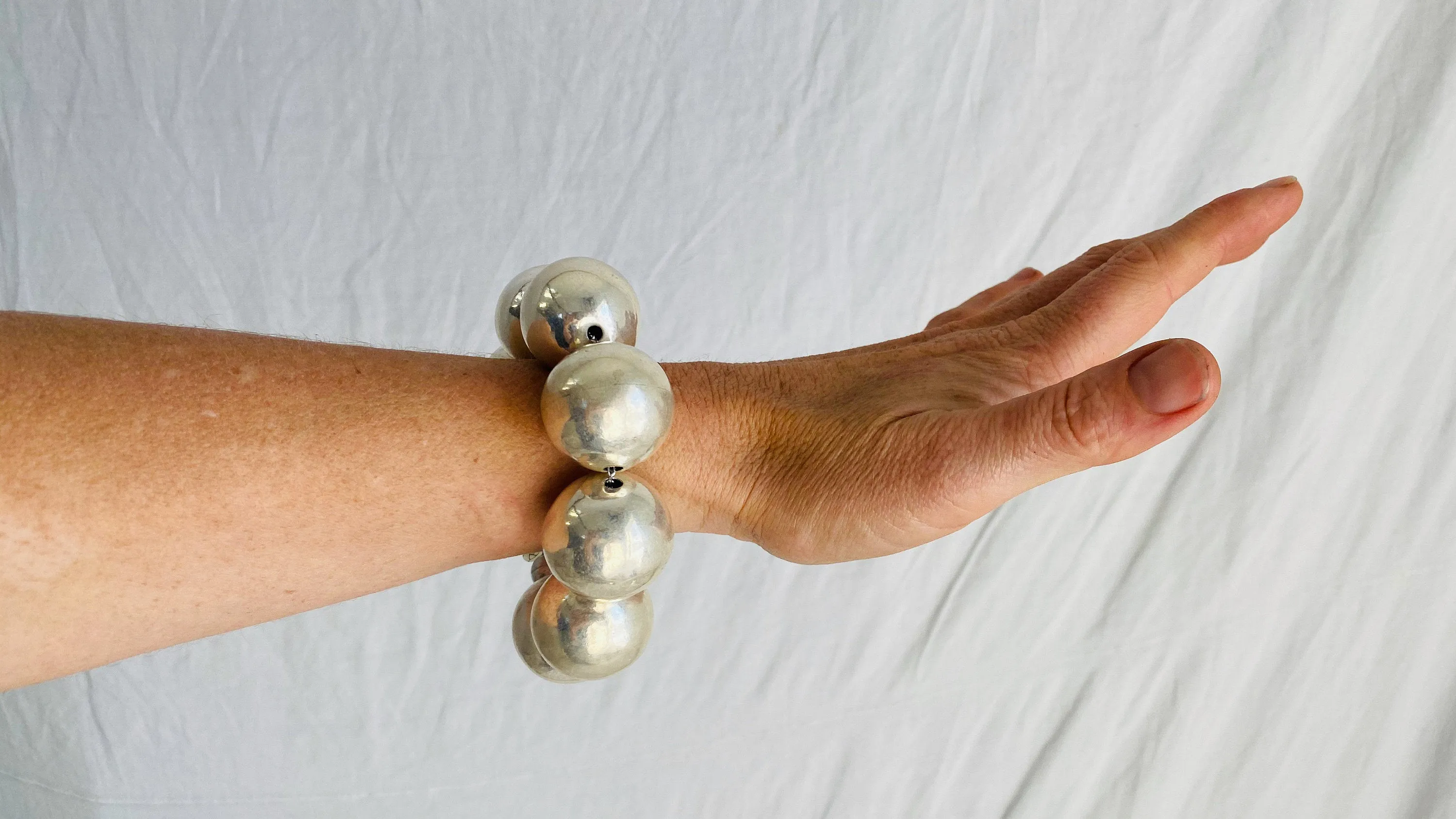 Fine Silver Spheres Bracelet. Chunky. Gorgeous