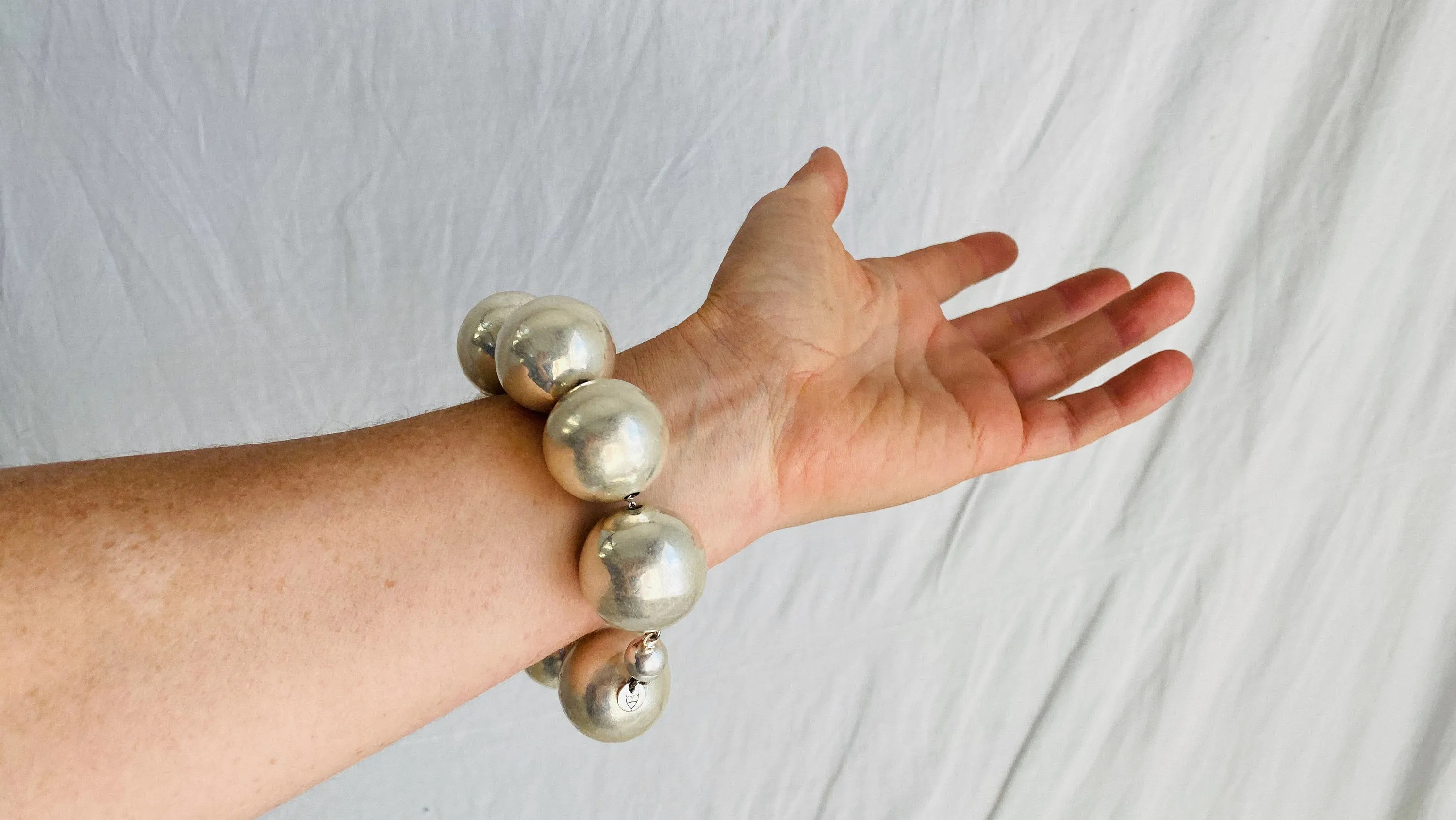Fine Silver Spheres Bracelet. Chunky. Gorgeous