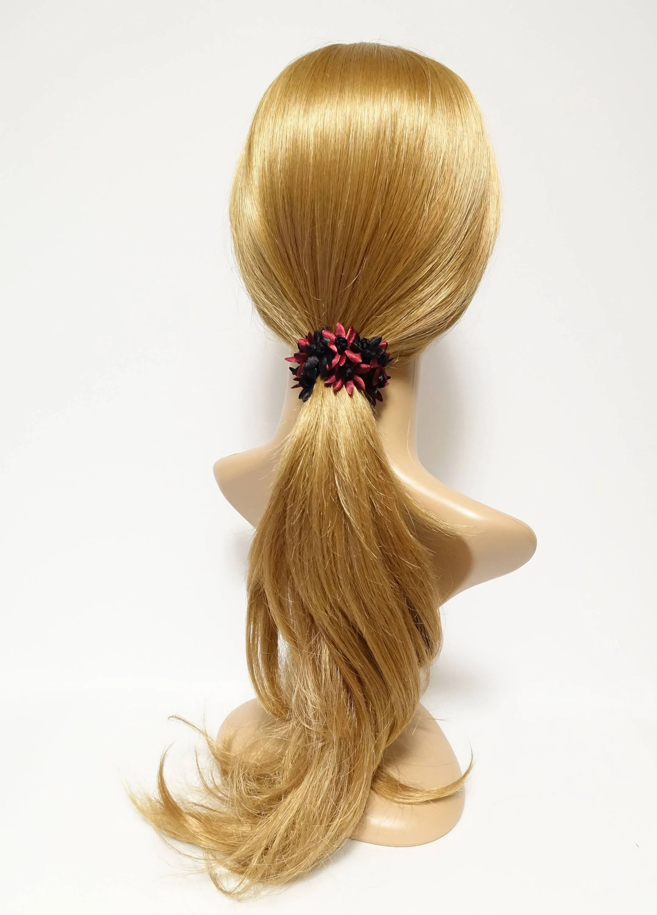 flower petal ponytail holder Two Tone Flower Petal Decorated Crochet Wrapped Hair Elastic hair tie women hair accessory