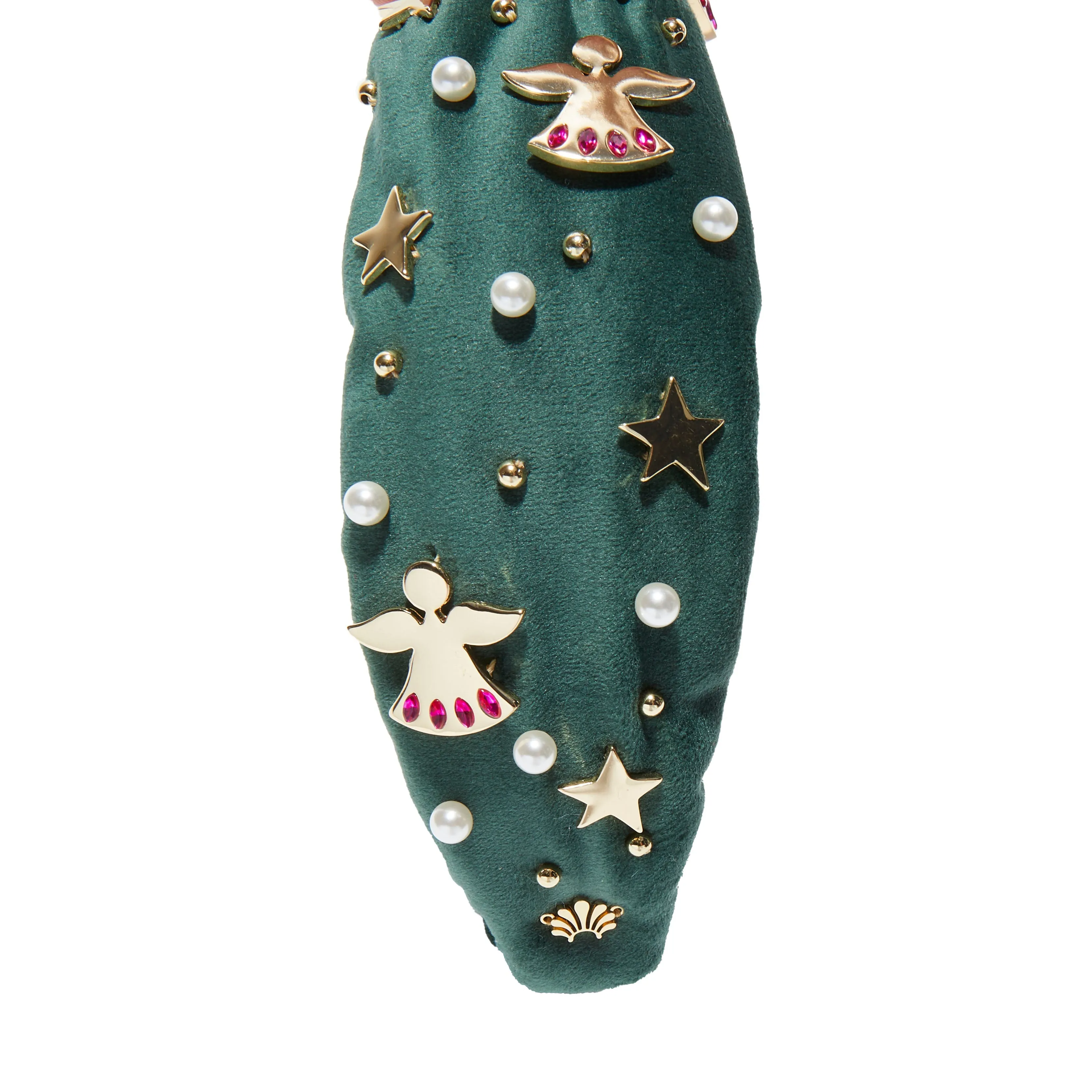 FOREST GREEN ANGEL BELL EMBELLISHED KNOTTED HEADBAND