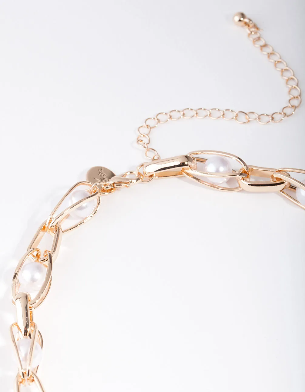 Gold Caged Pearl Chain Necklace