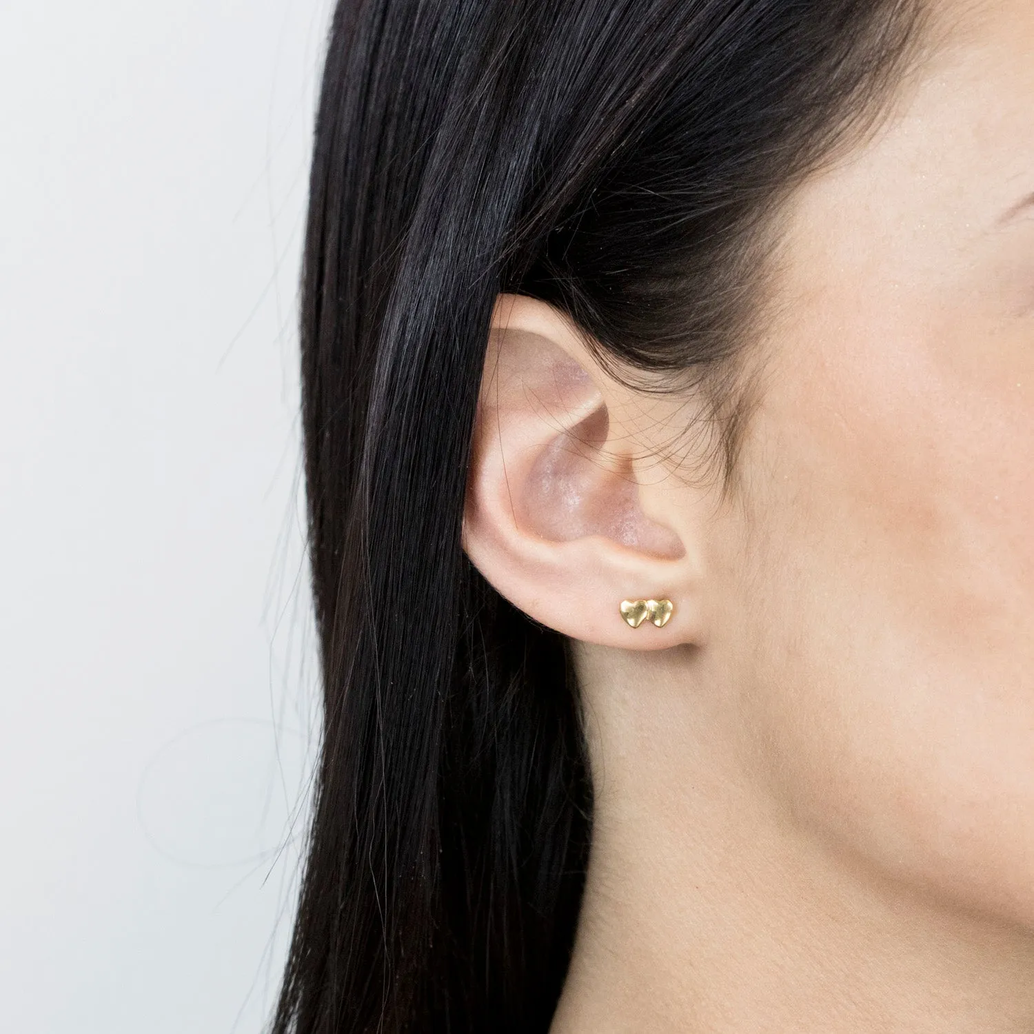 Gold Plated Tiny Hearts Stud Earrings