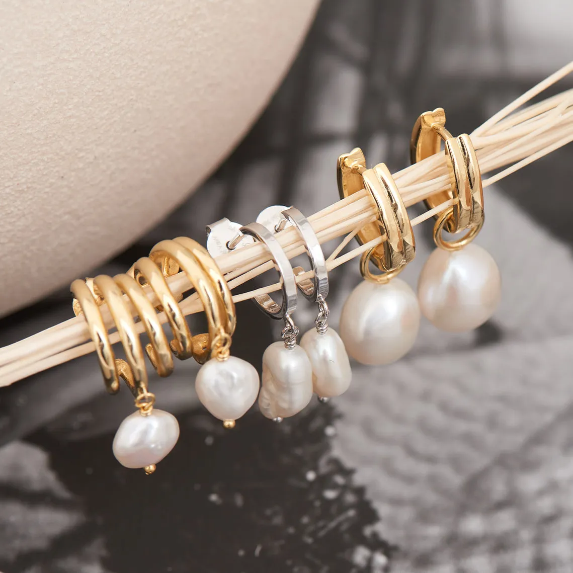 Gold Triple Mini Hoop Earrings