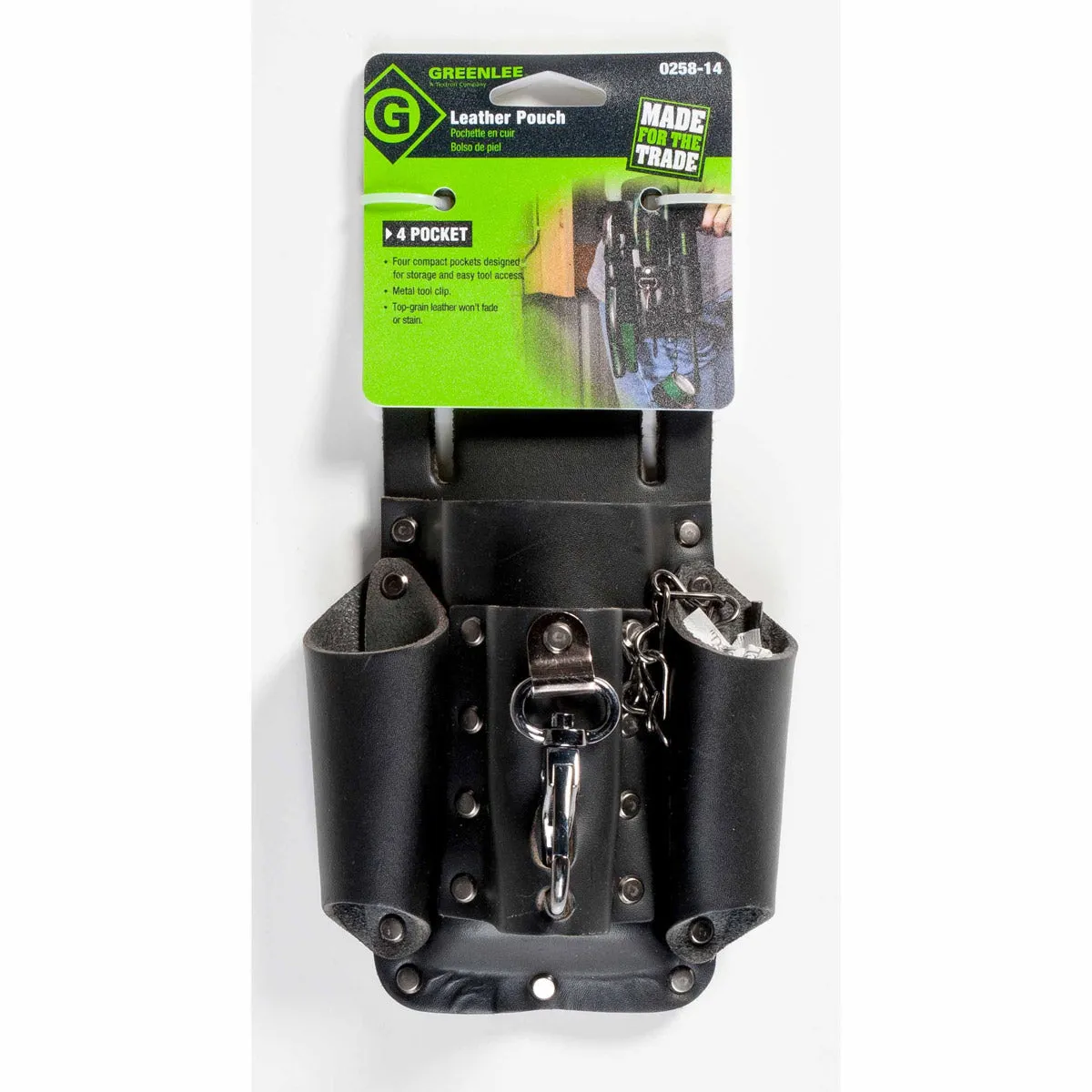 Greenlee 0258-14 Leather Pouch, Heavy Duty, 4-Pocket