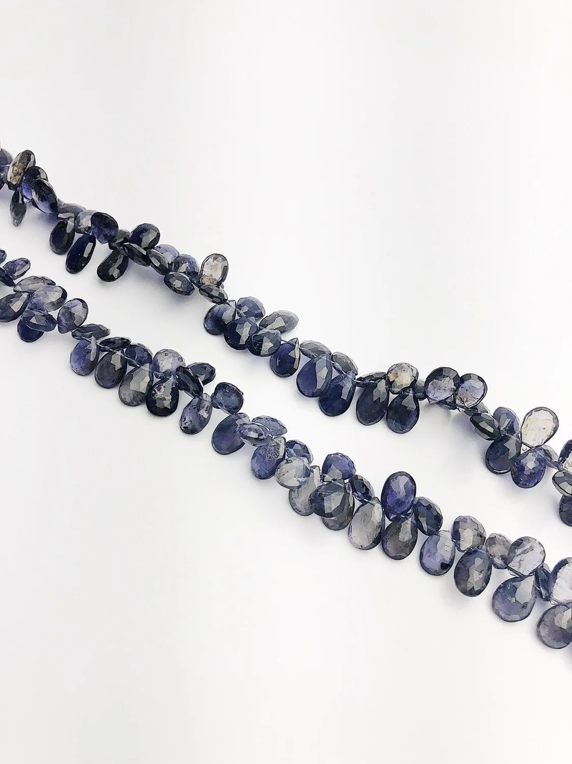 HALF OFF SALE - Iolite Flat Faceted Pear Gemstone Beads, Full Strand, Semi Precious Gemstone, 8"
