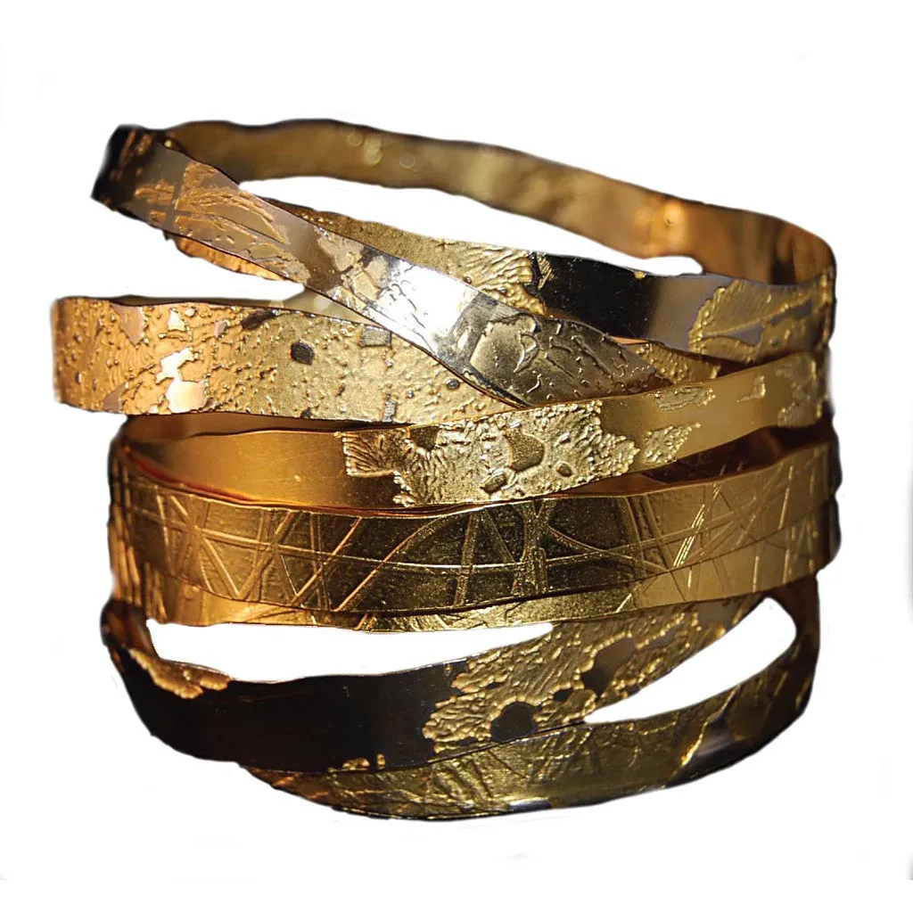 Hand Etched Gold Toned Bangles Set of 3
