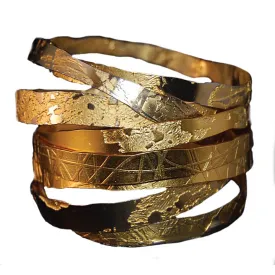 Hand Etched Gold Toned Bangles Set of 3