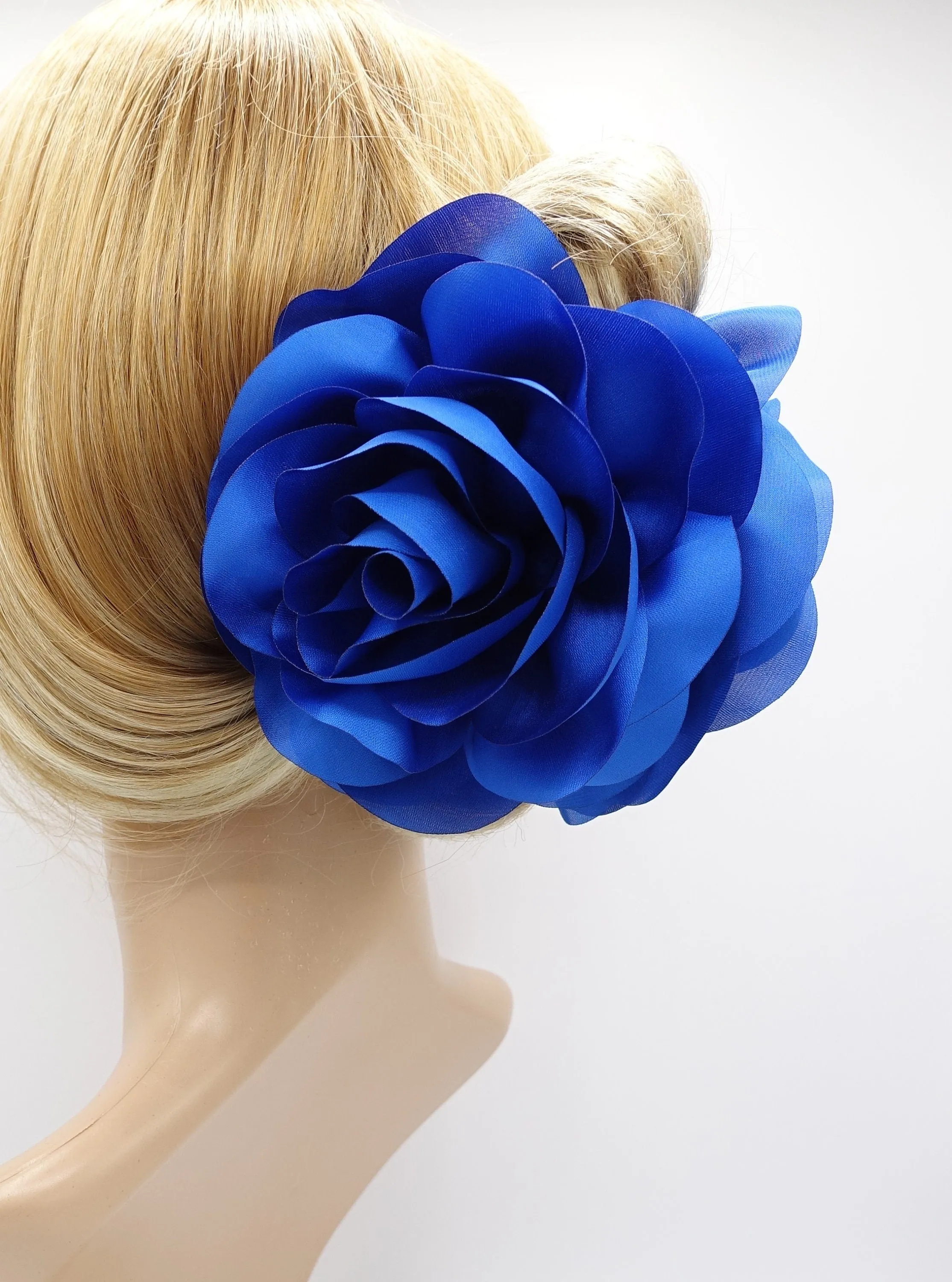 Handmade Very Big Flower Dahlia Motivated Chiffon Hair Claw Clip Women Accessory