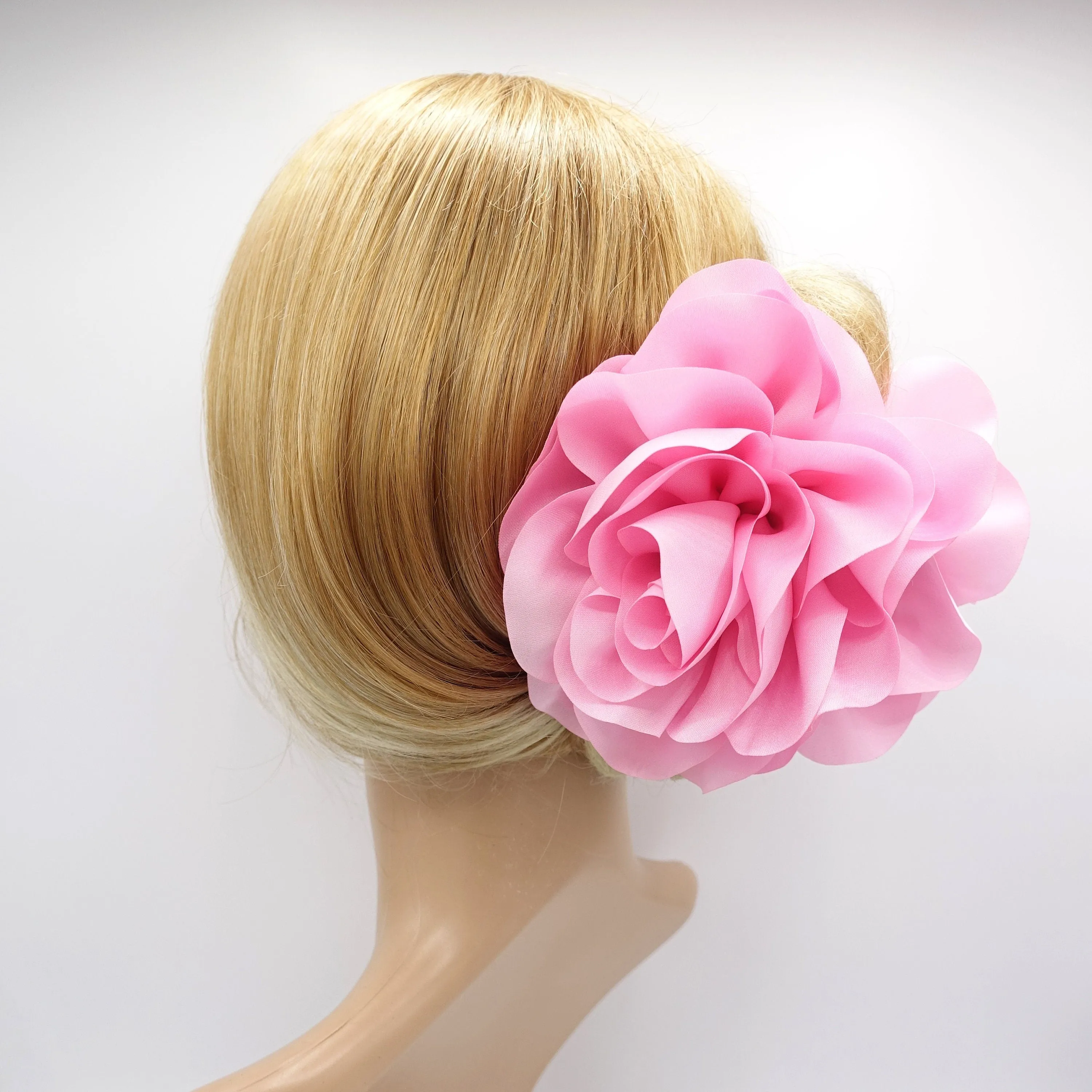 Handmade Very Big Flower Dahlia Motivated Chiffon Hair Claw Clip Women Accessory