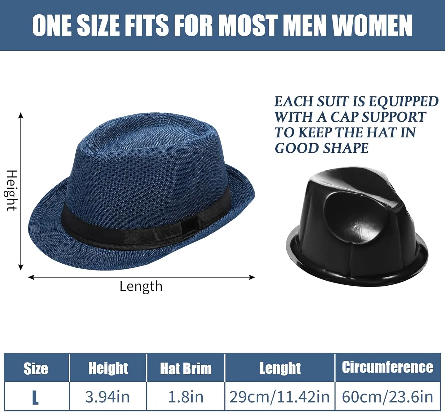 Haysandy 10 Pack 1920s Fedora Hats for Men Short Brim Sun Panama Hats for Men Women Party Costume