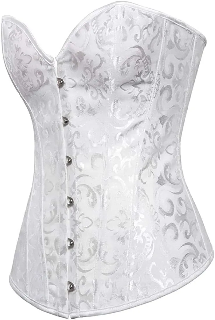 HNGHOU Women's Bustier Corset Top Plus Size Satin Waist Cincher Overbust Bustiers