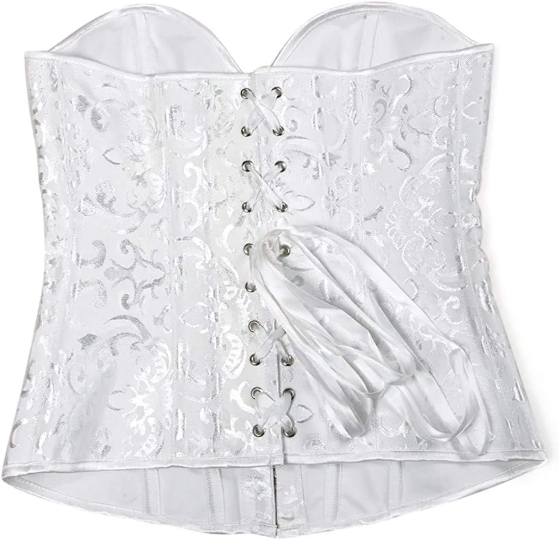 HNGHOU Women's Bustier Corset Top Plus Size Satin Waist Cincher Overbust Bustiers