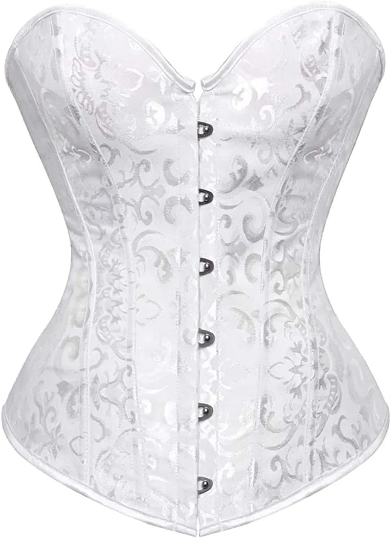 HNGHOU Women's Bustier Corset Top Plus Size Satin Waist Cincher Overbust Bustiers