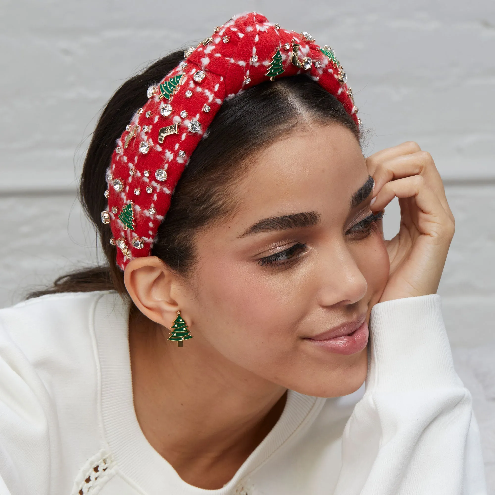 HOLLY RED CHRISTMAS STOCKING KNOTTED HEADBAND