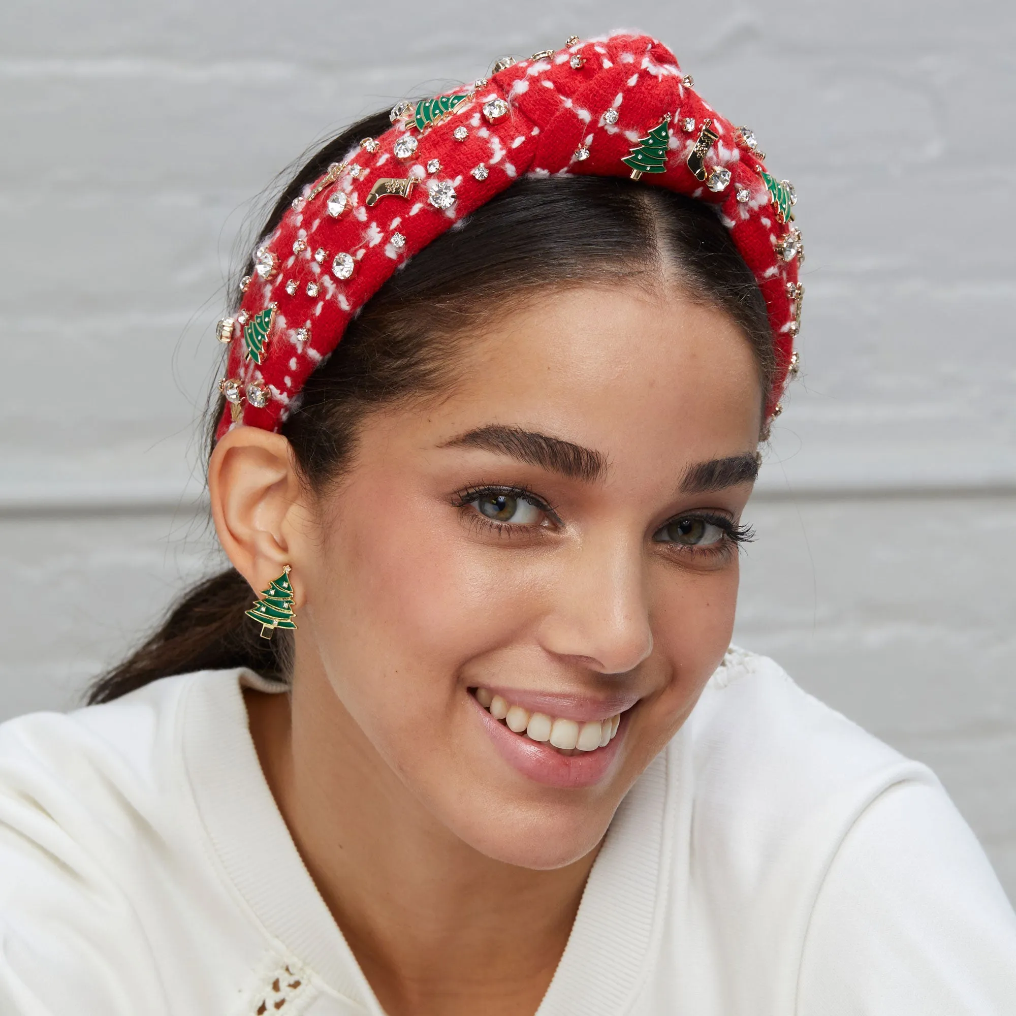 HOLLY RED CHRISTMAS STOCKING KNOTTED HEADBAND