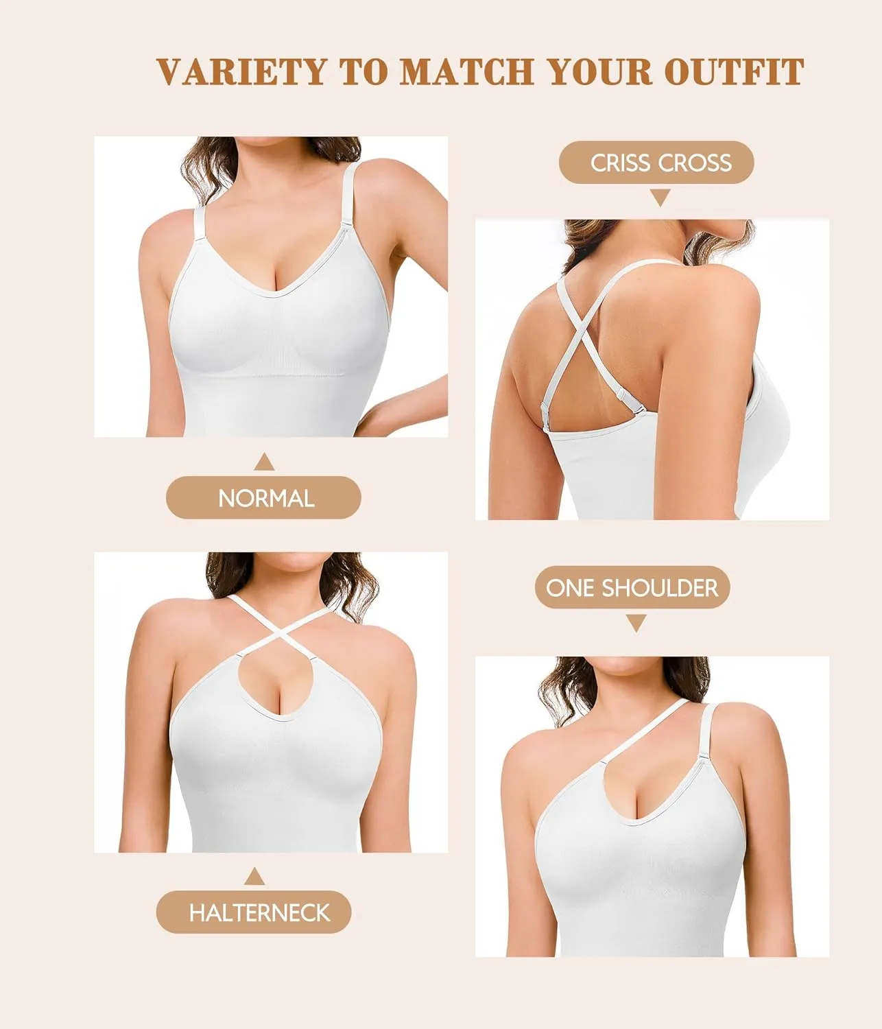 Irisnaya waist trainer shapewear for women seameless Tummy control Bodysuits with Built in Bra Full Body Shaper