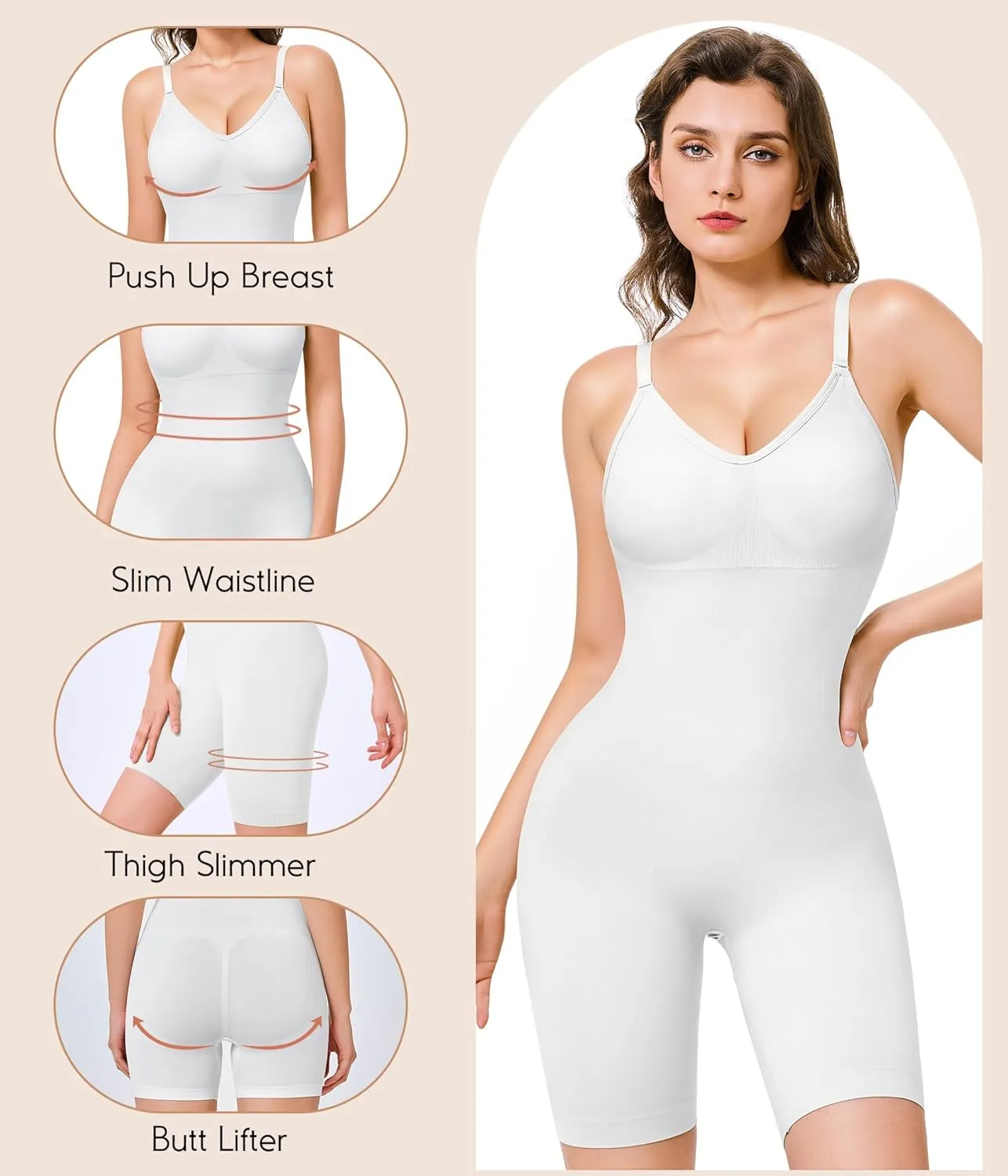 Irisnaya waist trainer shapewear for women seameless Tummy control Bodysuits with Built in Bra Full Body Shaper