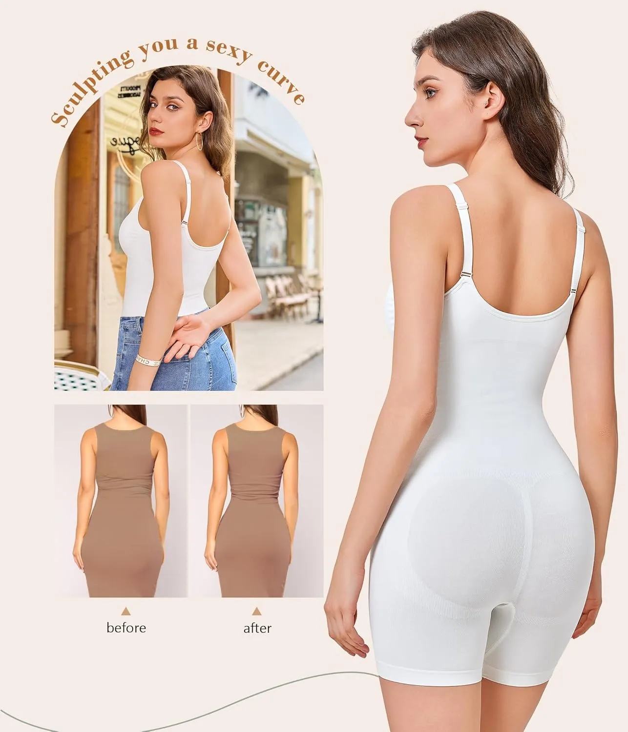 Irisnaya waist trainer shapewear for women seameless Tummy control Bodysuits with Built in Bra Full Body Shaper