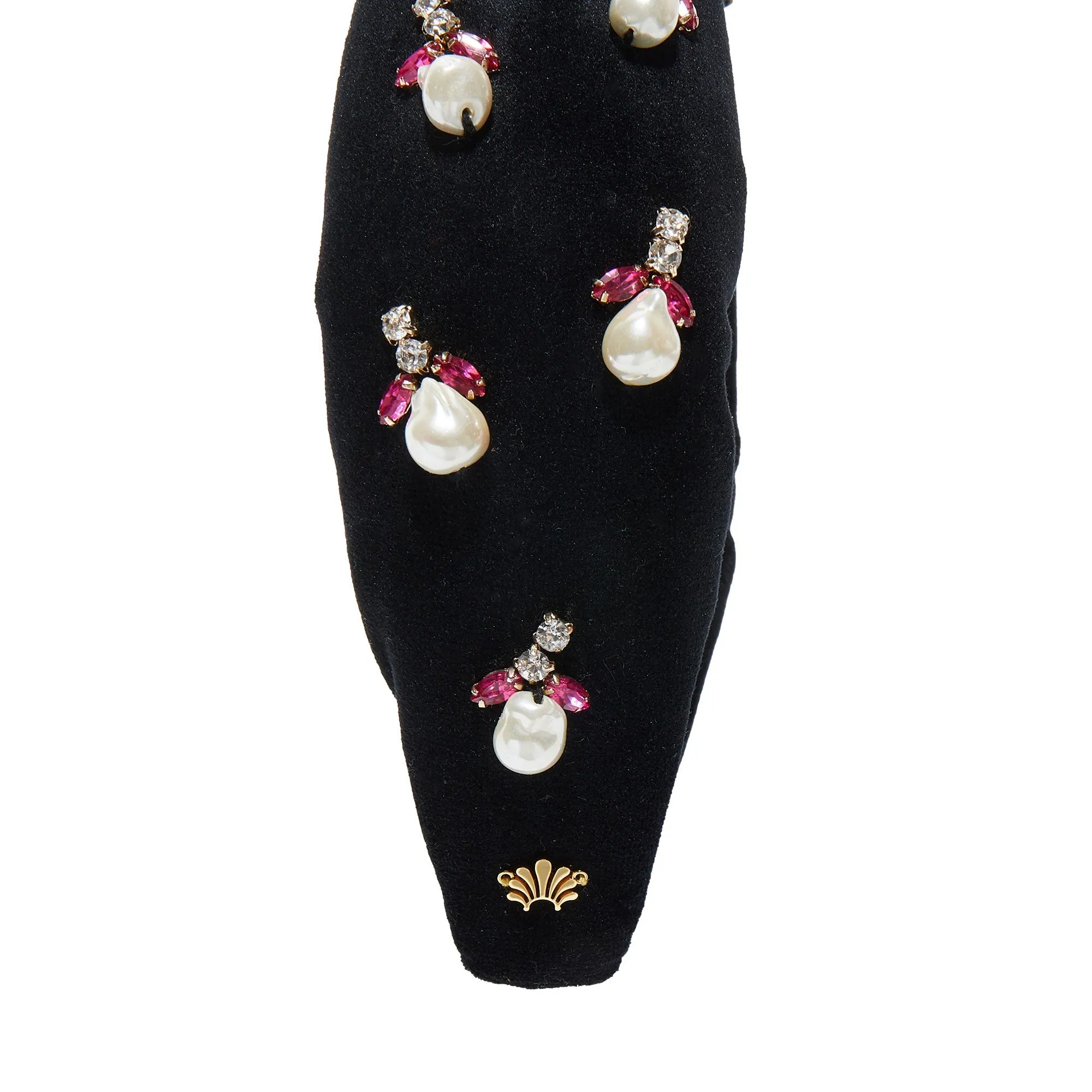 JET ACORN PEARL KNOTTED HEADBAND