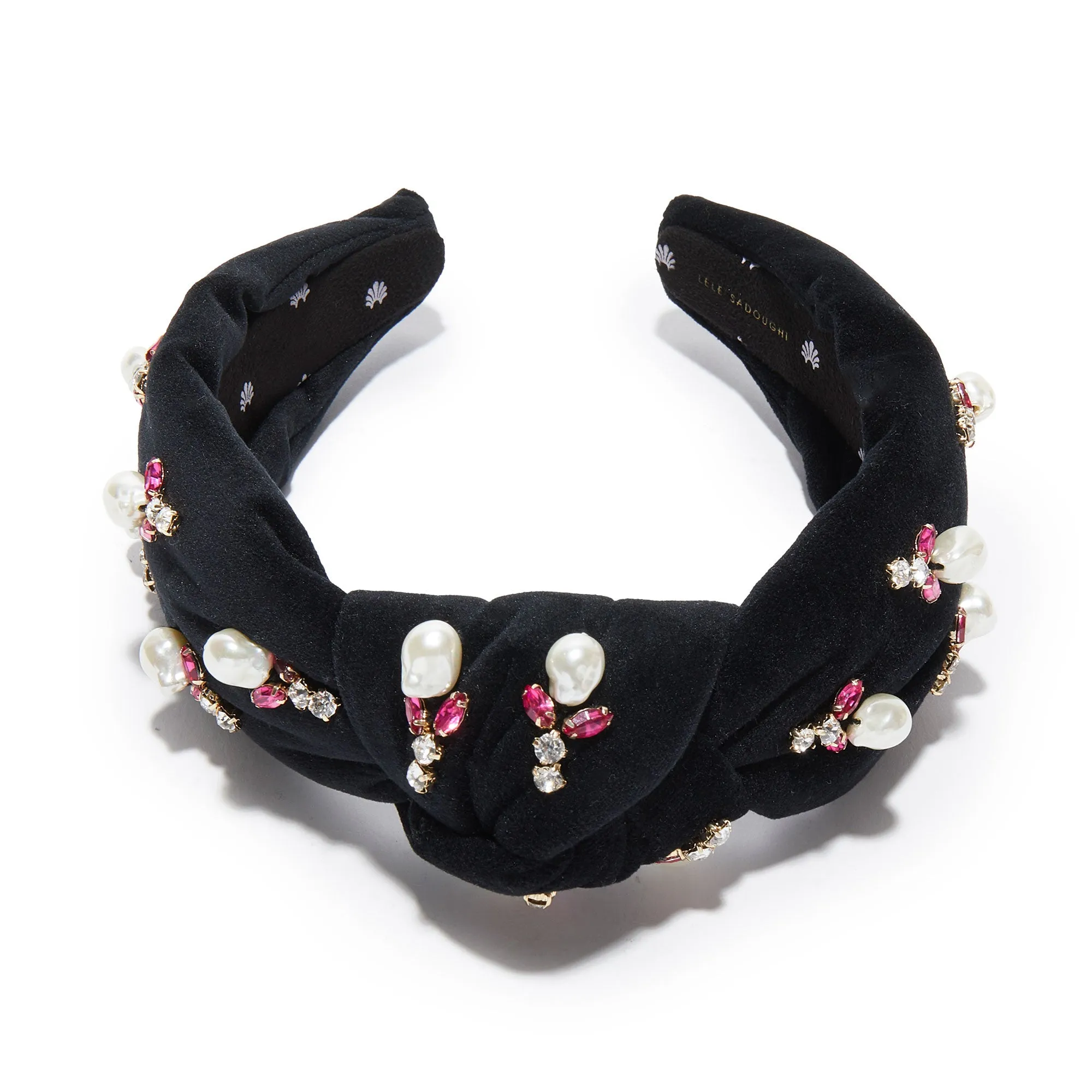 JET ACORN PEARL KNOTTED HEADBAND