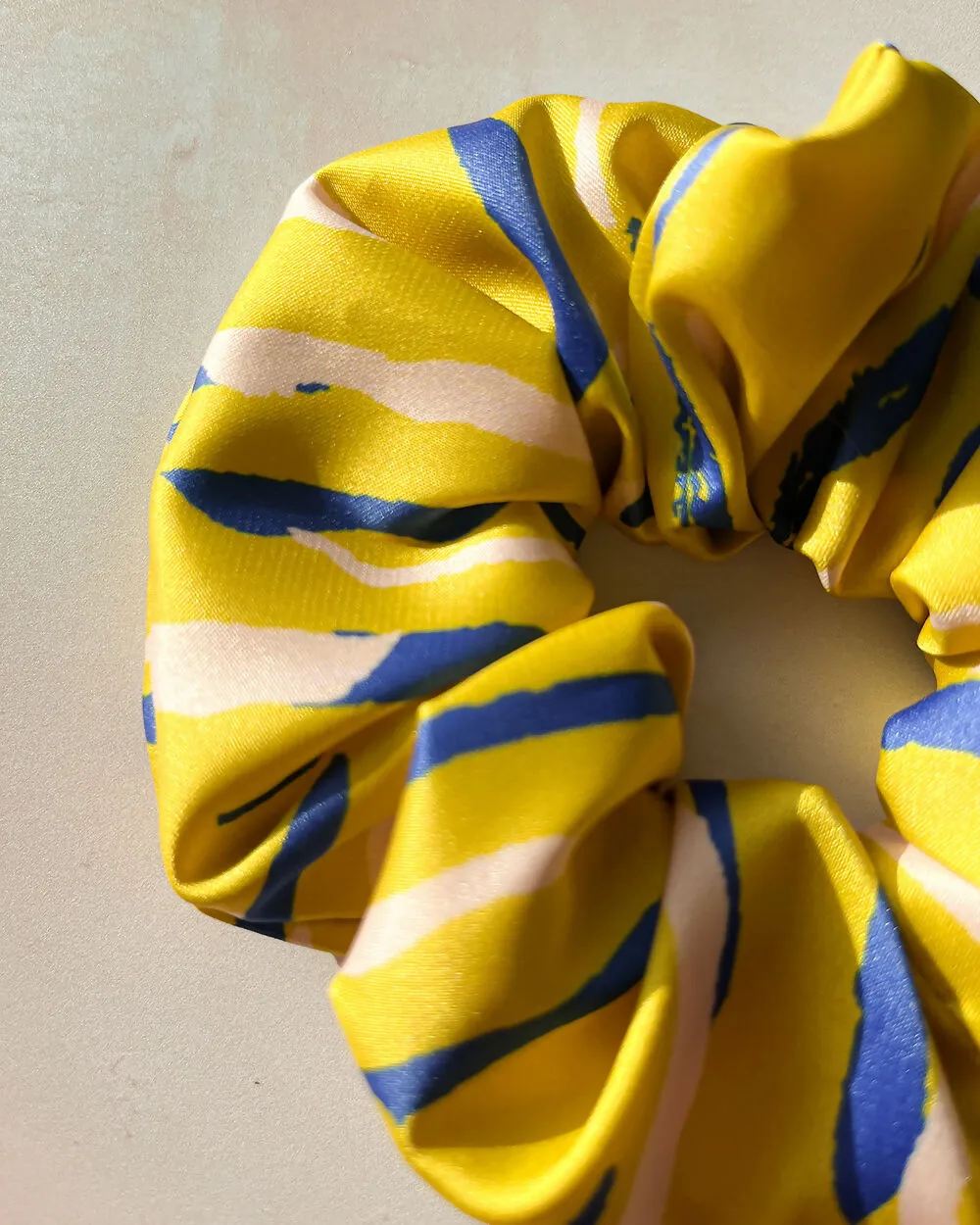 Large Citron Abstract Print Satin Eco Scrunchie