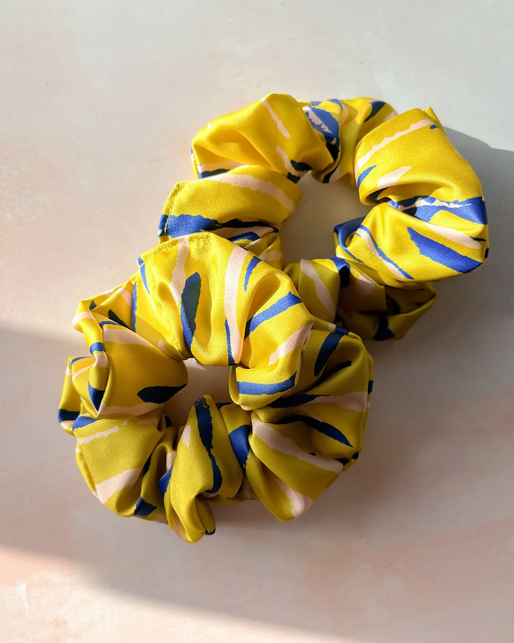 Large Citron Abstract Print Satin Eco Scrunchie