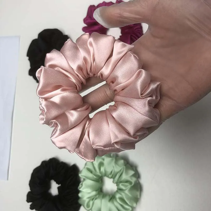 Large Fluffy Silk Scrunchies - custom and wholesale