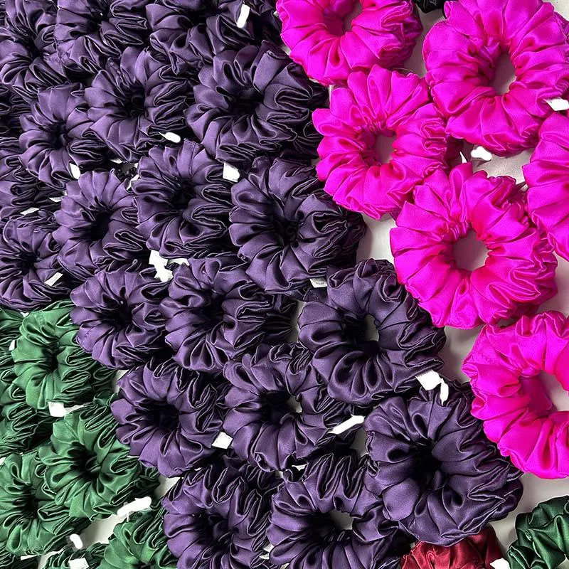 Large Fluffy Silk Scrunchies - custom and wholesale
