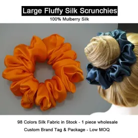 Large Fluffy Silk Scrunchies - custom and wholesale