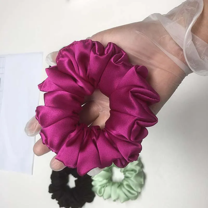 Large Fluffy Silk Scrunchies - custom and wholesale