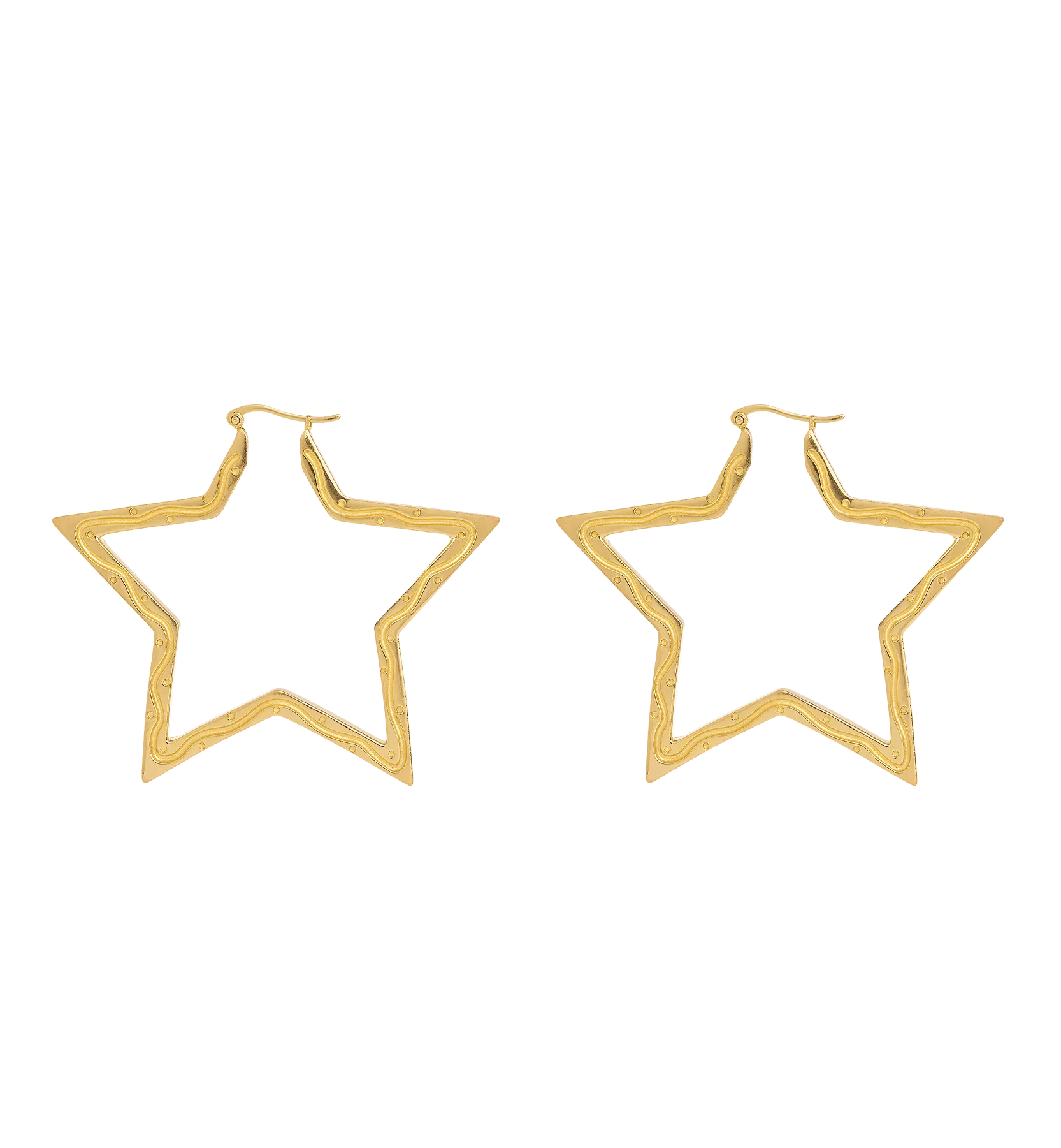 Large Funky Star Hoop Earrings