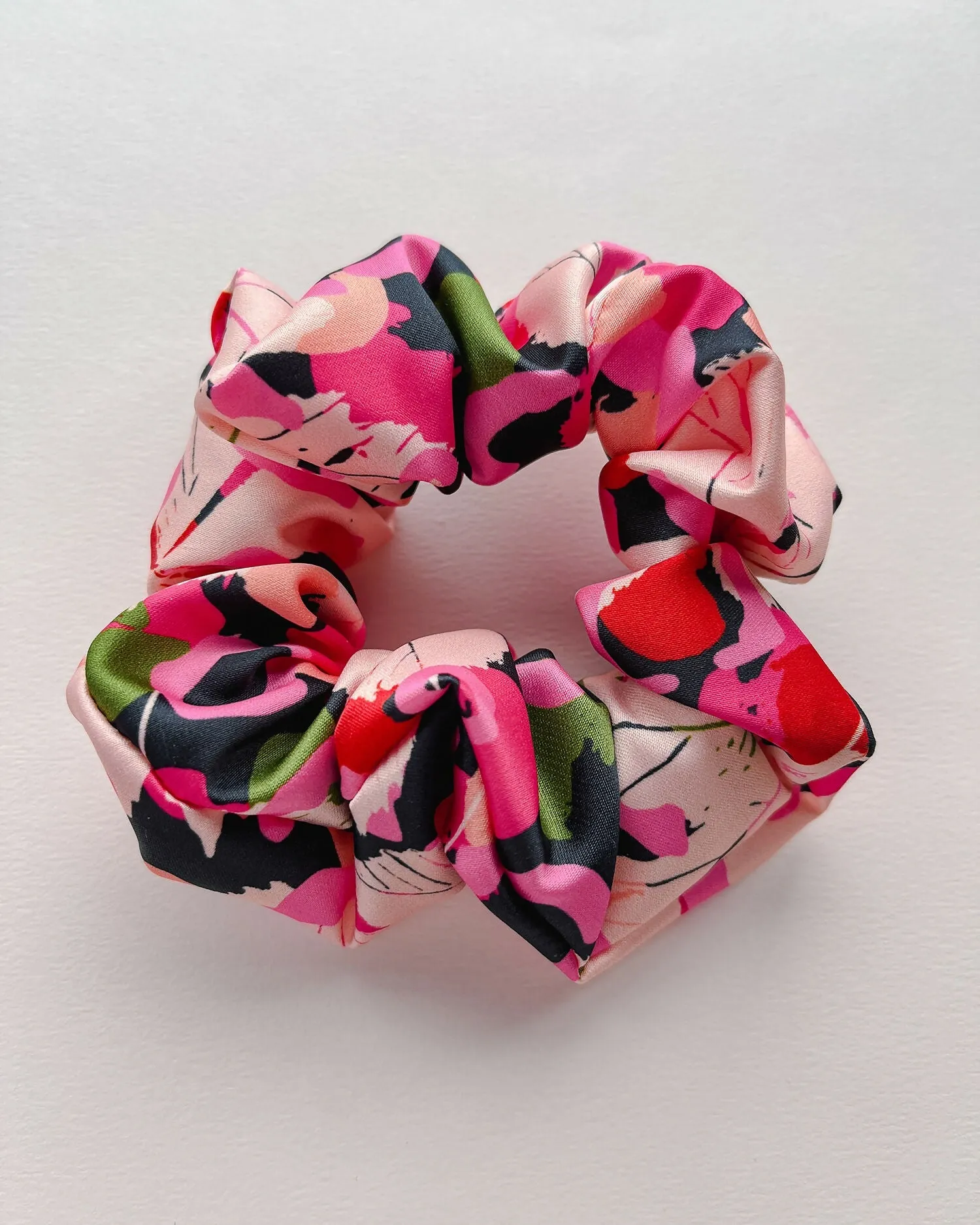 Large Hot Pink Abstract Print Satin Eco Scrunchie