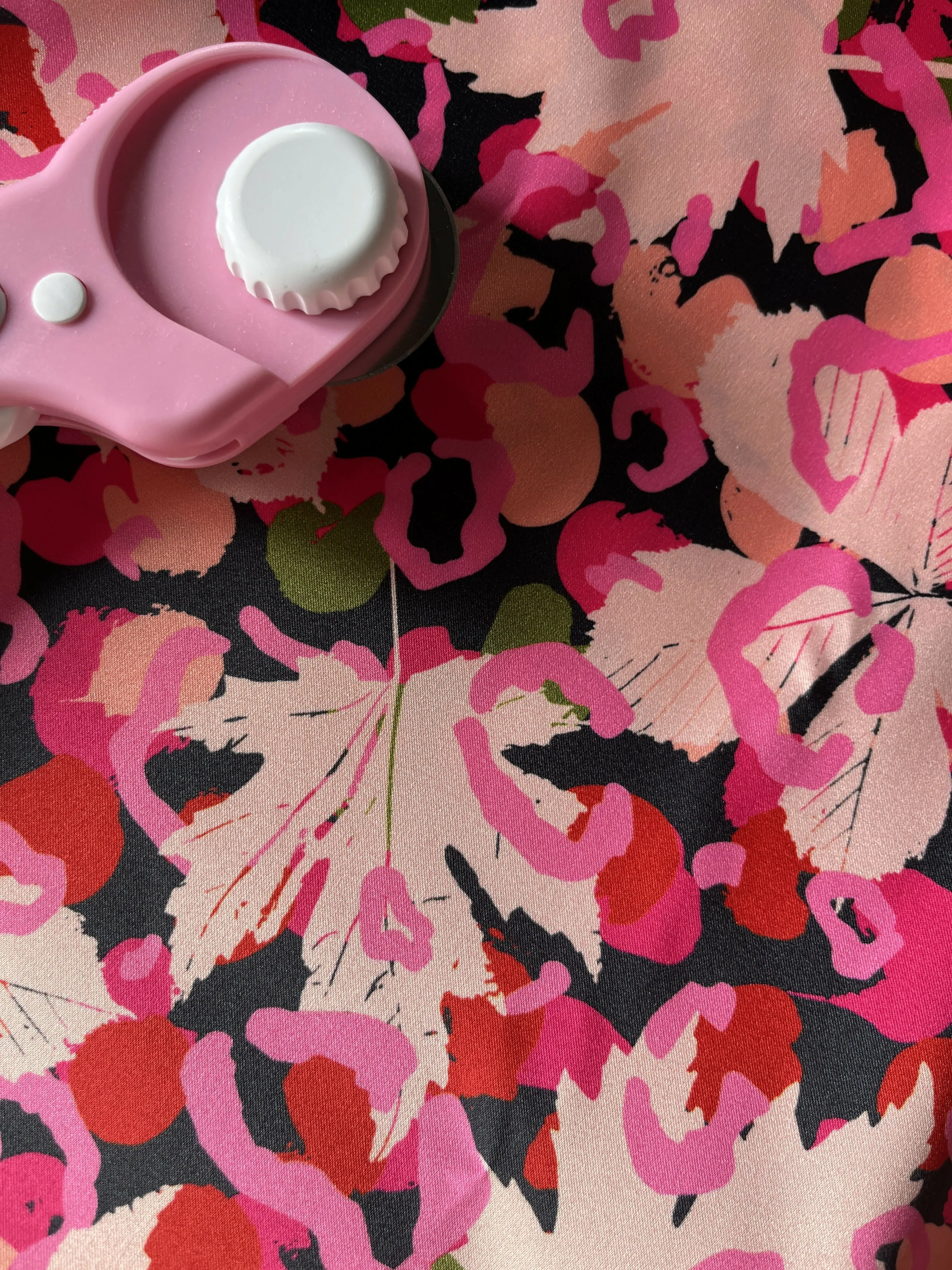 Large Hot Pink Abstract Print Satin Eco Scrunchie