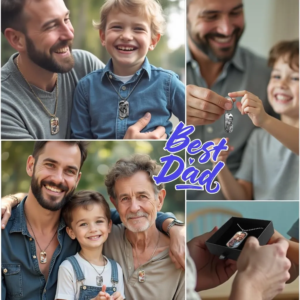 Laser Engraved Photo Pendant/Custom Full Color Printing Personalized Love Note Message Stainless Steel Ball Chain Necklace 24" Handmade