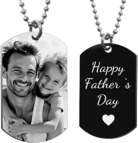 Laser Engraved Photo Pendant/Custom Full Color Printing Personalized Love Note Message Stainless Steel Ball Chain Necklace 24" Handmade