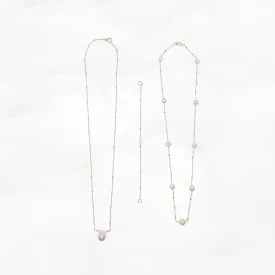 Layered Duo Pearl Necklaces with Extension