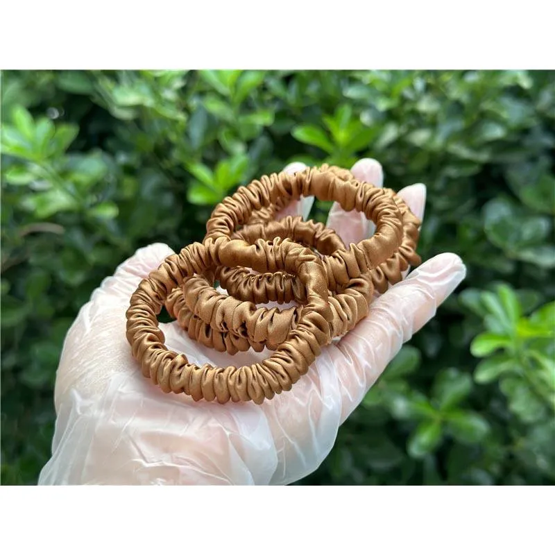 Light Brown silk scrunchies mini