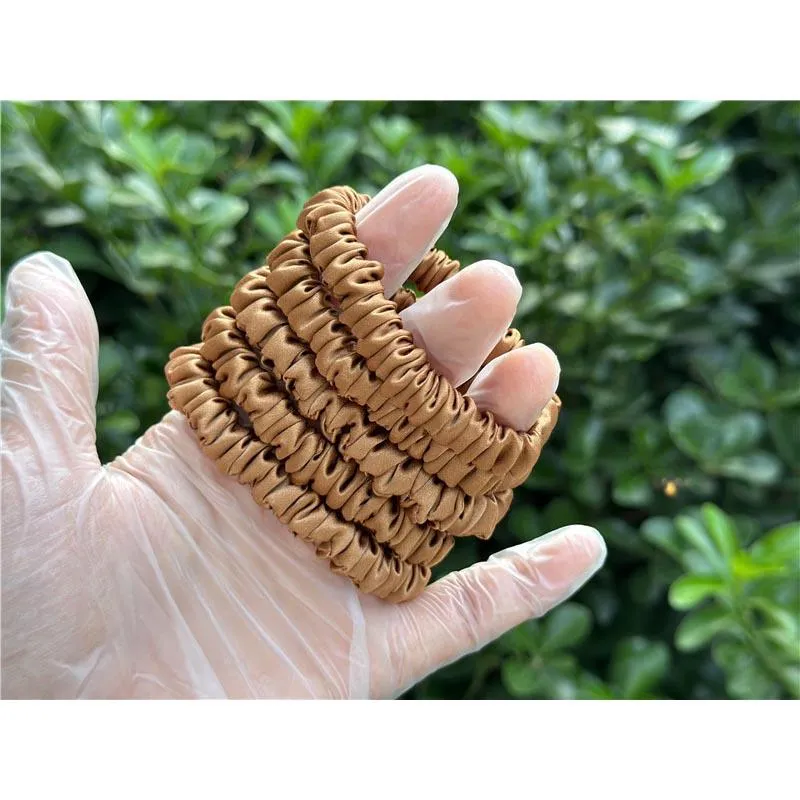 Light Brown silk scrunchies mini
