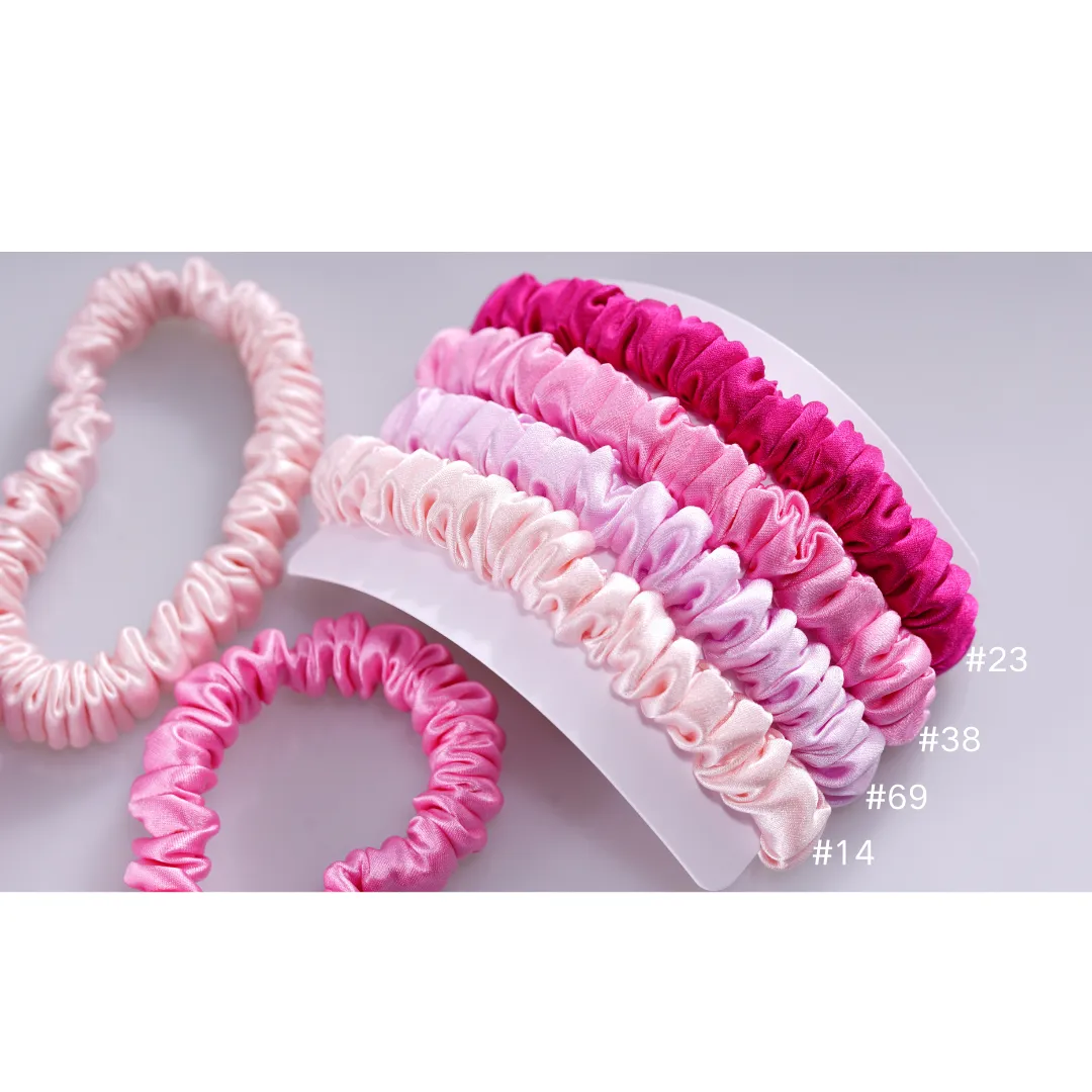 Light Rose Pink silk scrunchies mini