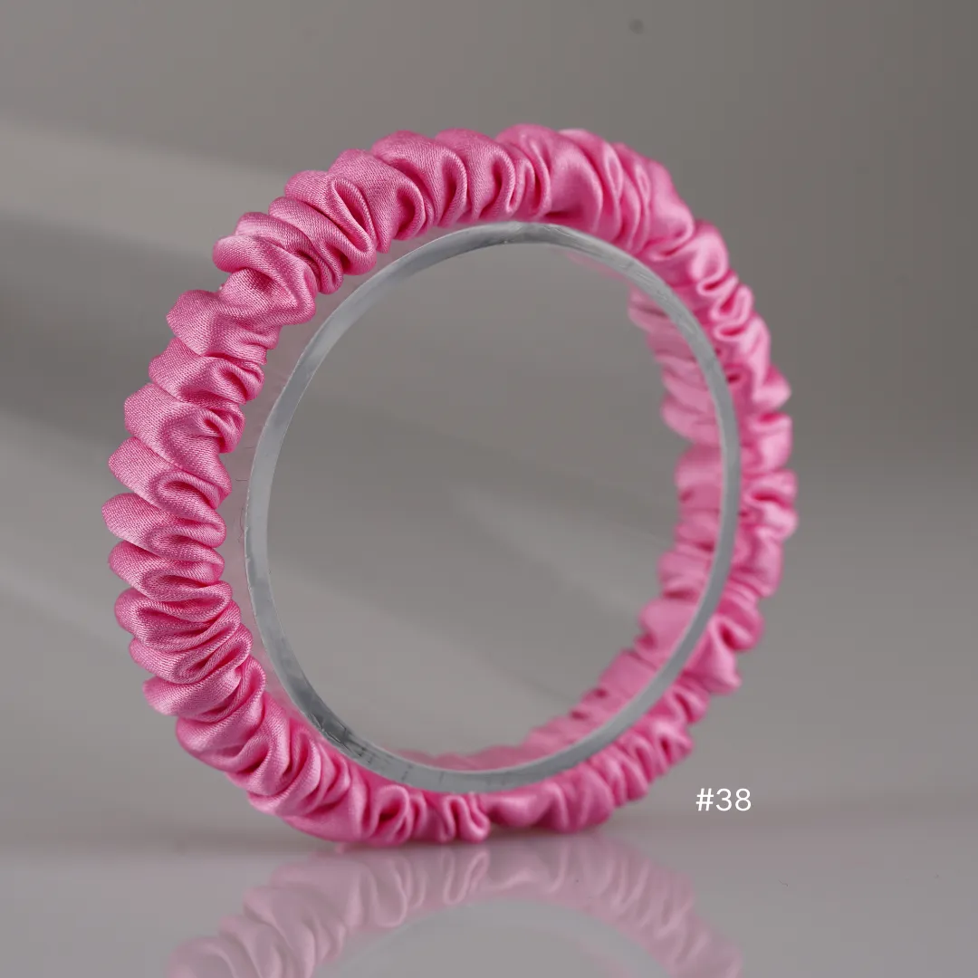Light Rose Pink silk scrunchies mini
