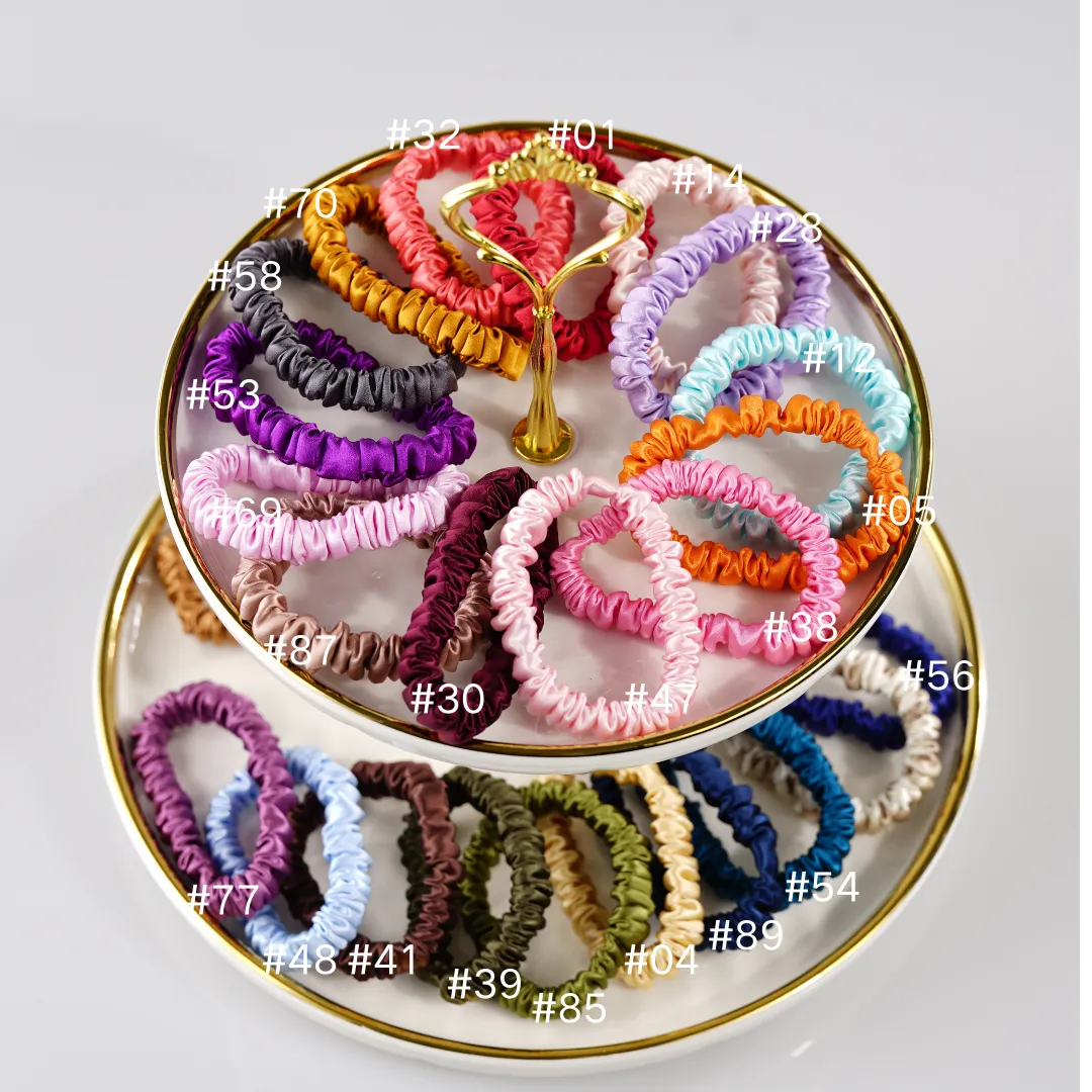 Light Rose Pink silk scrunchies mini