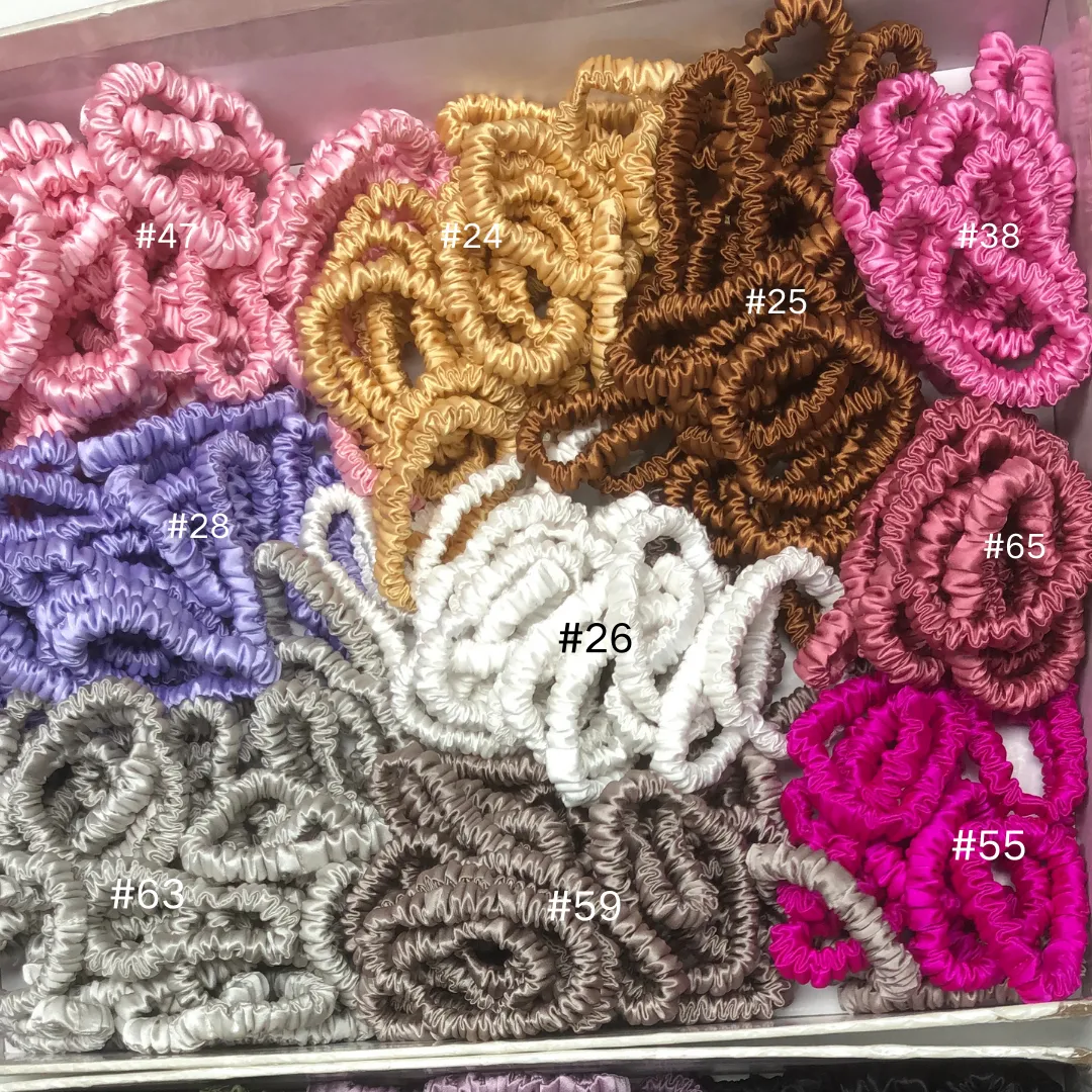 Light Rose Pink silk scrunchies mini