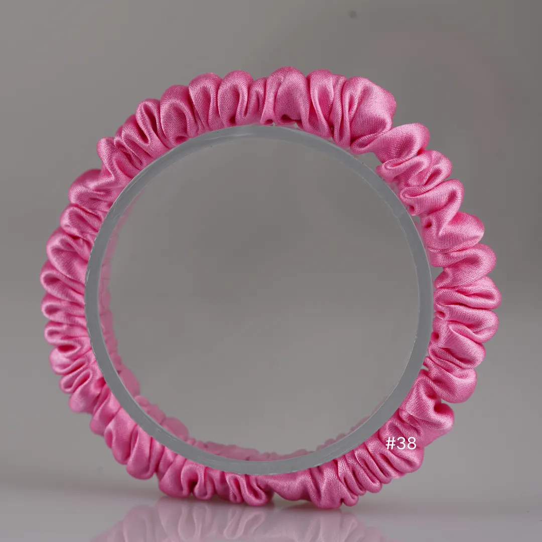 Light Rose Pink silk scrunchies mini