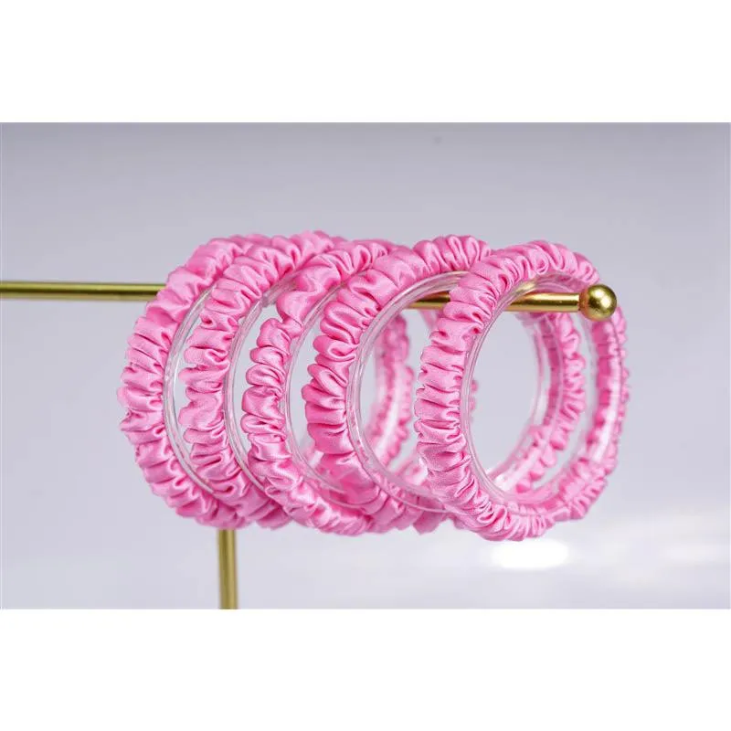 Light Rose Pink silk scrunchies mini