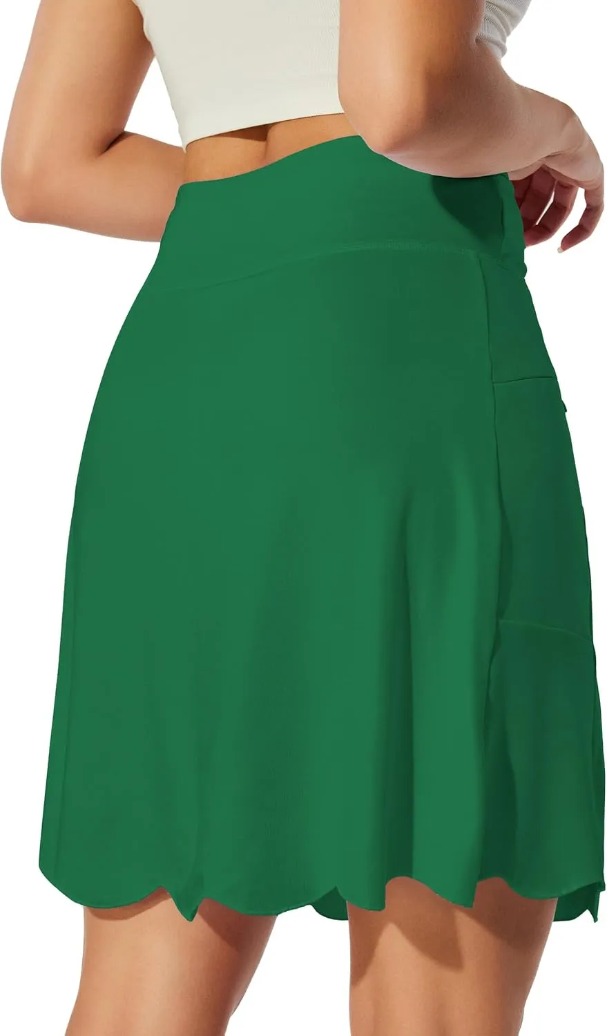 M MOTEEPI 20" Scalloped Hem Golf Skirts for Women with Zipper Pockets Womens Skort Tummy Control