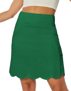 M MOTEEPI 20" Scalloped Hem Golf Skirts for Women with Zipper Pockets Womens Skort Tummy Control